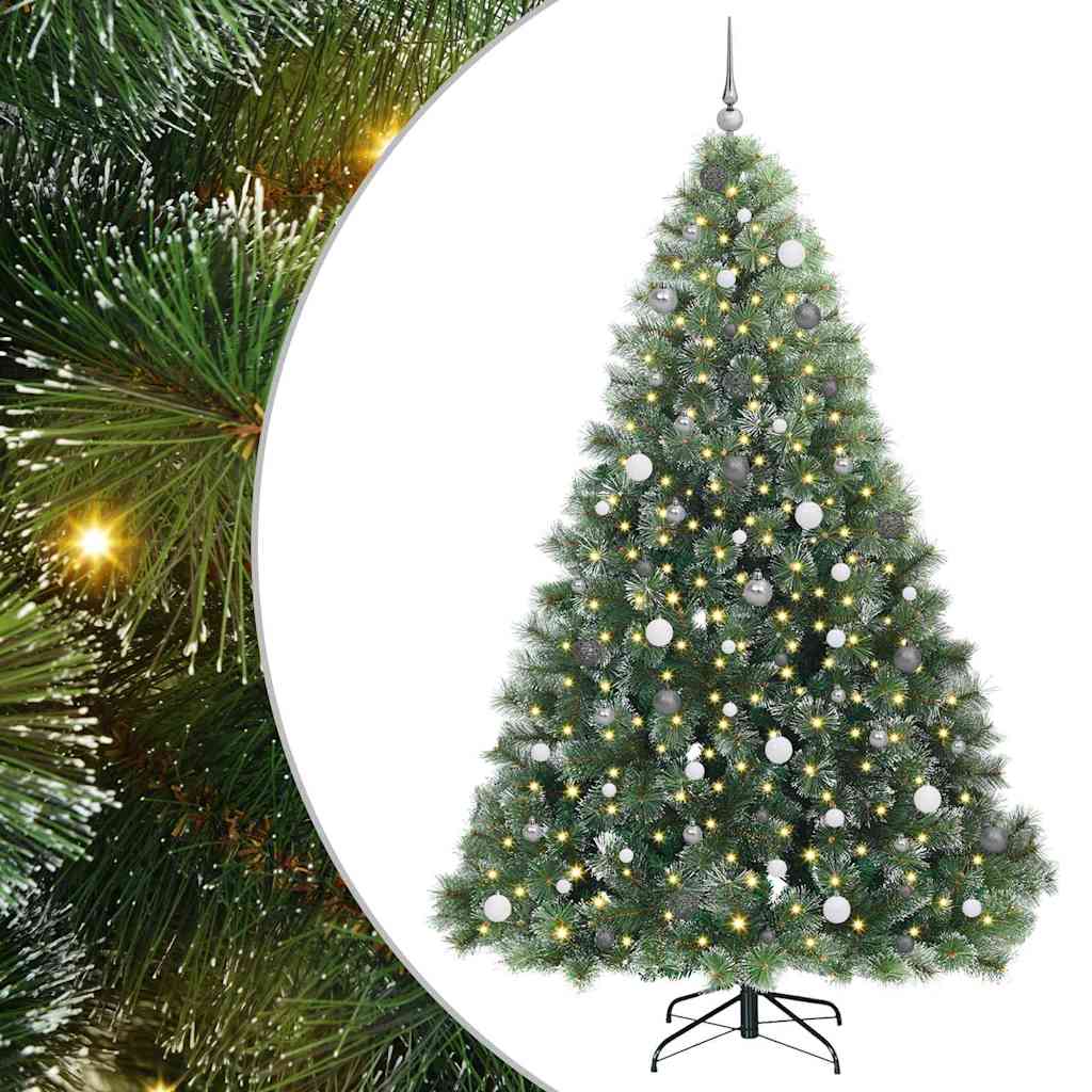 Kunstigt juletræ med 300 LED'er Grøn 240 cm PE og PVC