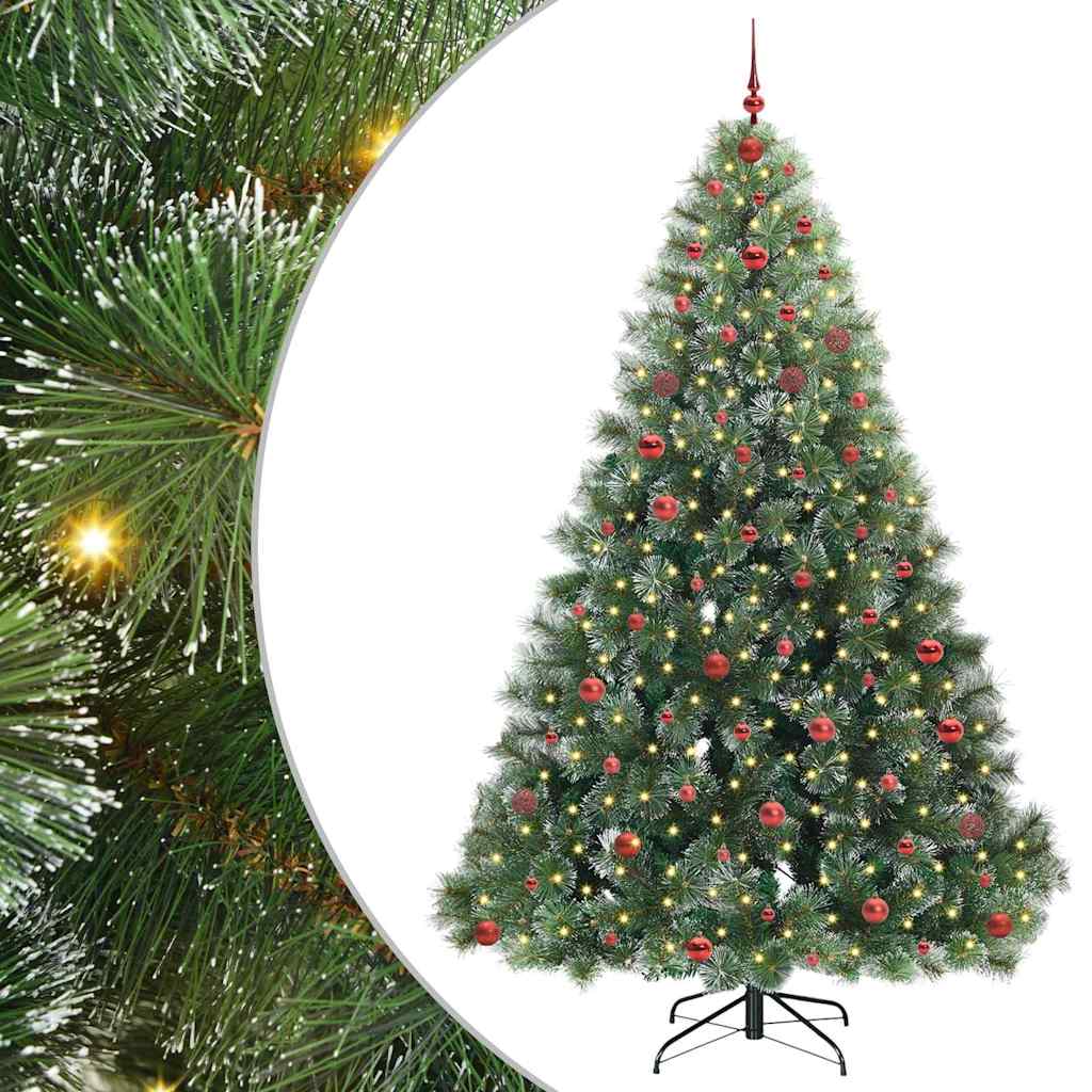 Kunstigt juletræ med 300 LED'er Grøn 240 cm PE og PVC
