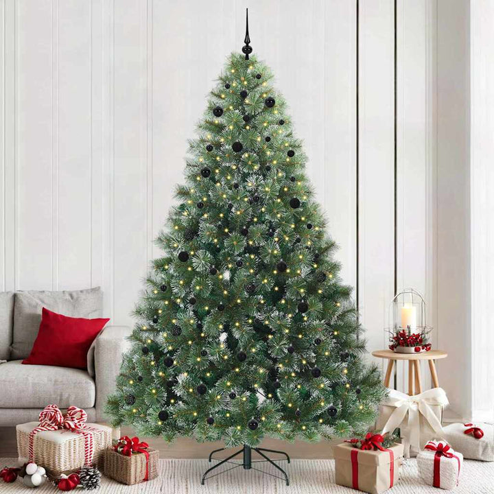 Kunstigt juletræ med 300 LED'er Grøn 240 cm PE og PVC