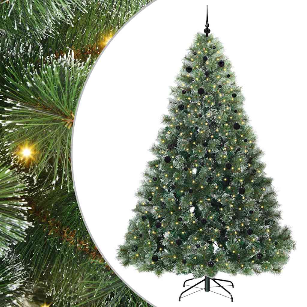 Kunstigt juletræ med 300 LED'er Grøn 240 cm PE og PVC