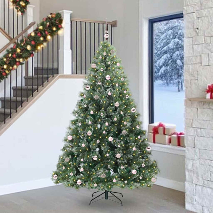 Kunstigt juletræ med 300 LED'er Grøn 240 cm PE og PVC