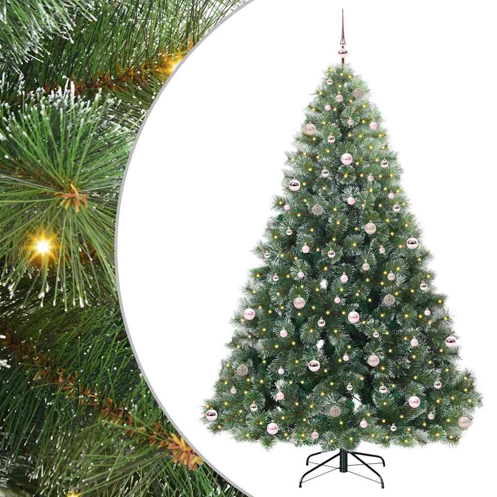 Kunstigt juletræ med 300 LED'er Grøn 240 cm PE og PVC