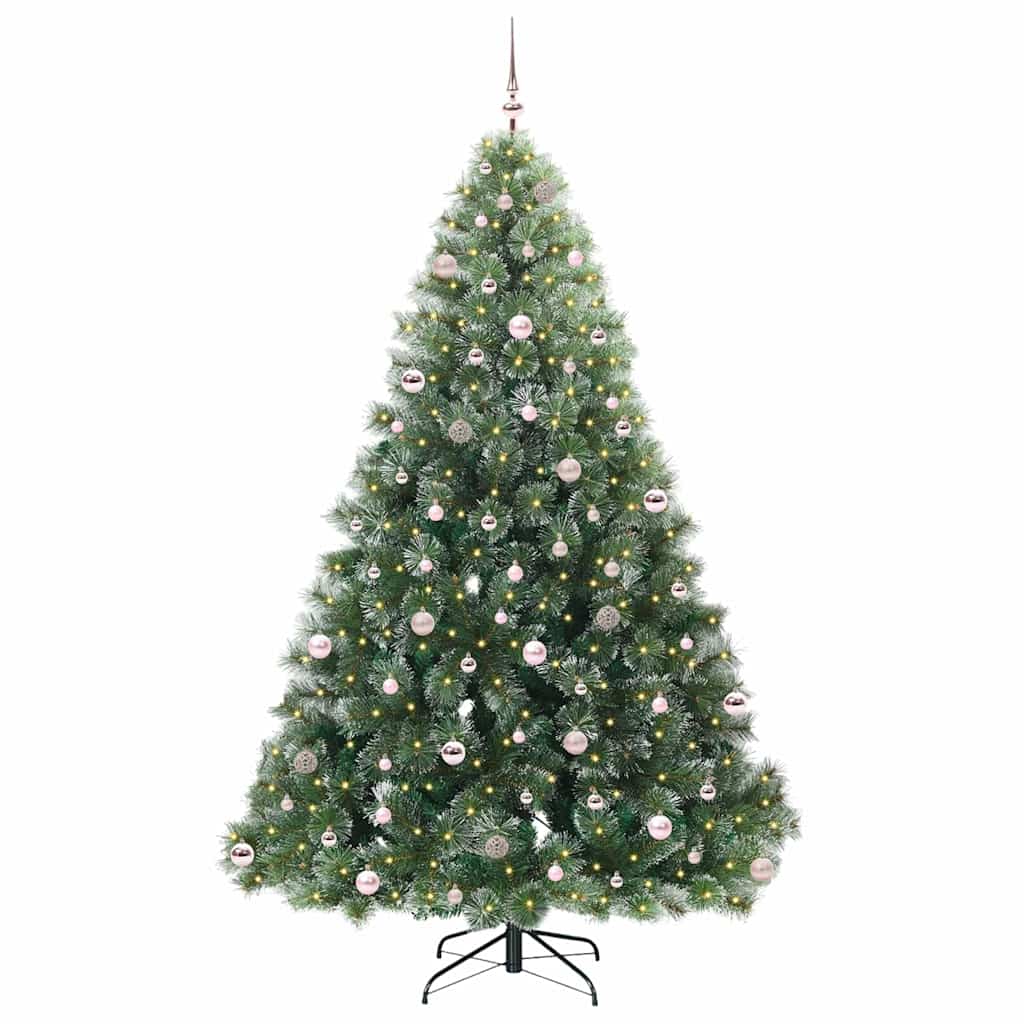Kunstigt juletræ med 300 LED'er Grøn 240 cm PE og PVC
