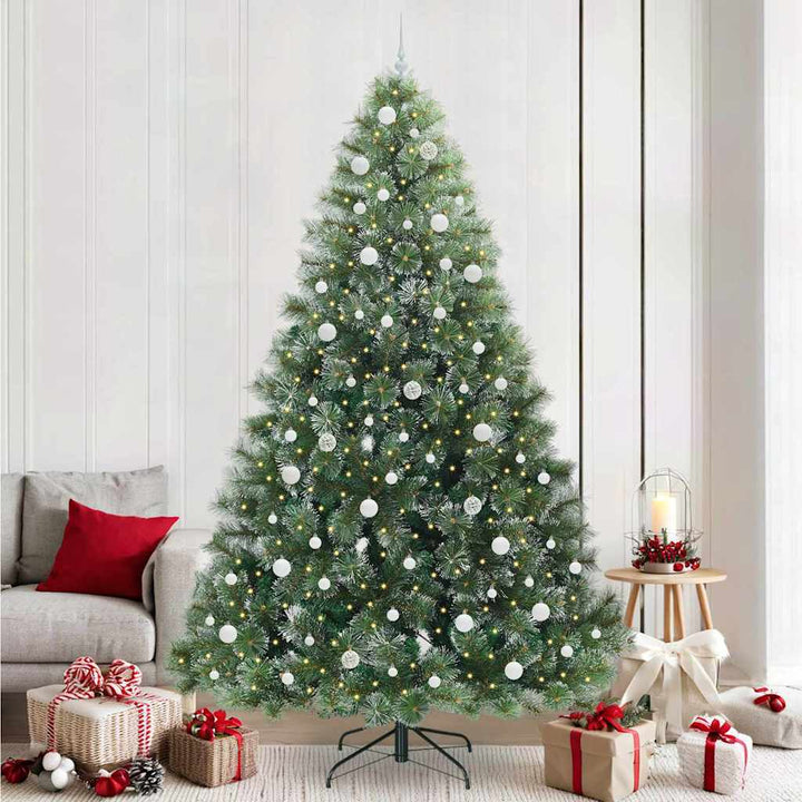 Kunstigt juletræ med 300 LED'er Grøn 240 cm PE og PVC