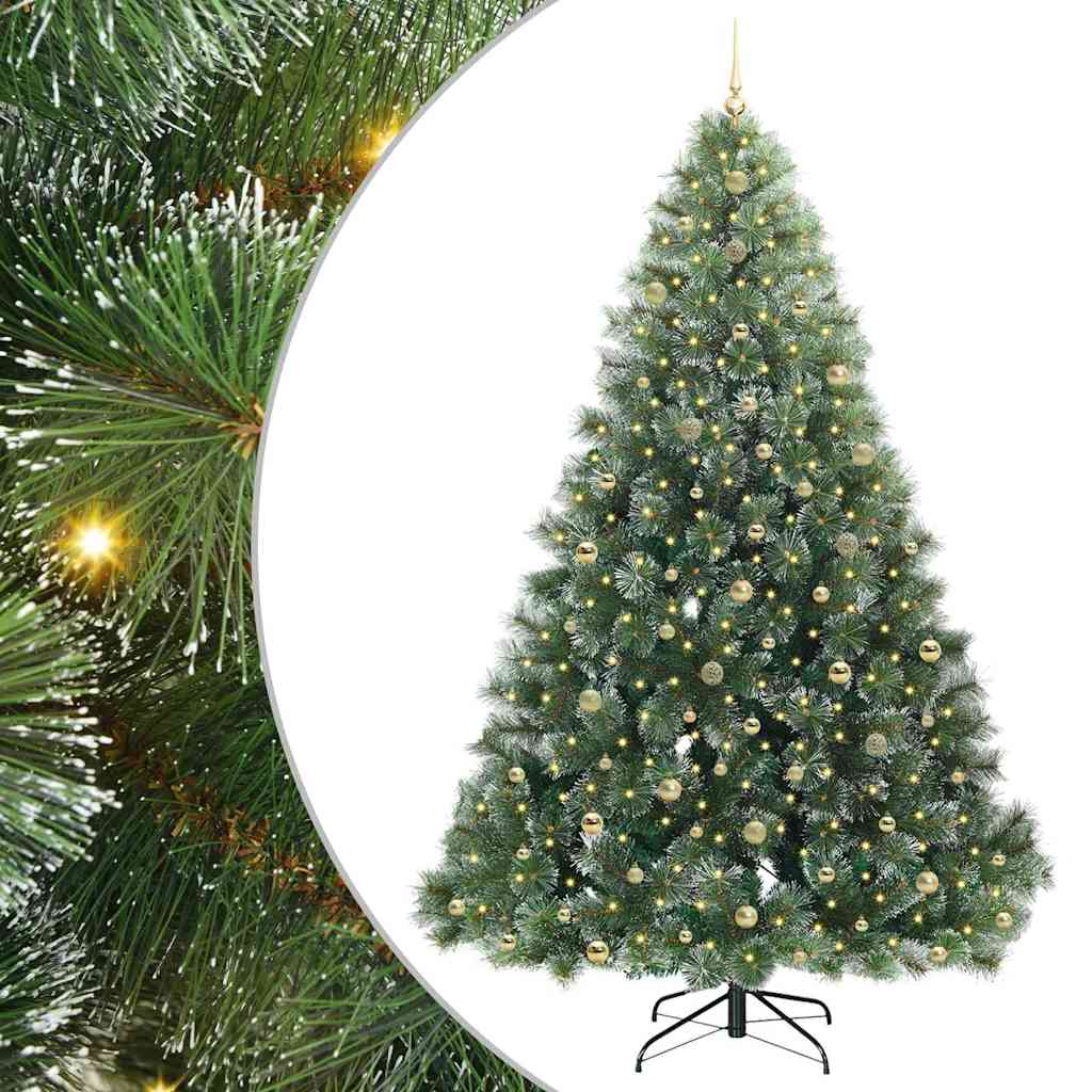 Kunstigt juletræ med 300 LED'er Grøn 240 cm PE og PVC