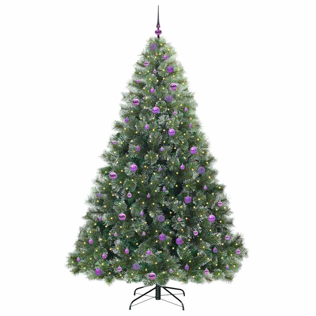 Kunstigt juletræ med 300 LED'er Grøn 240 cm PE og PVC