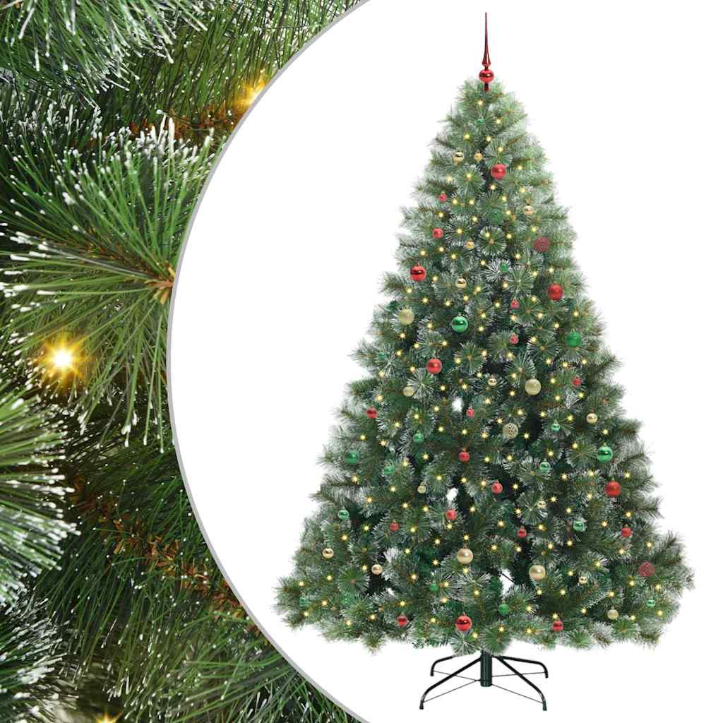 Kunstigt juletræ med 300 LED'er Grøn 240 cm PE og PVC