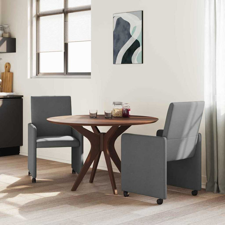 Spisestole med hjul 2 pcs Mørkegrå 57 x 66 x 94 cm Stof