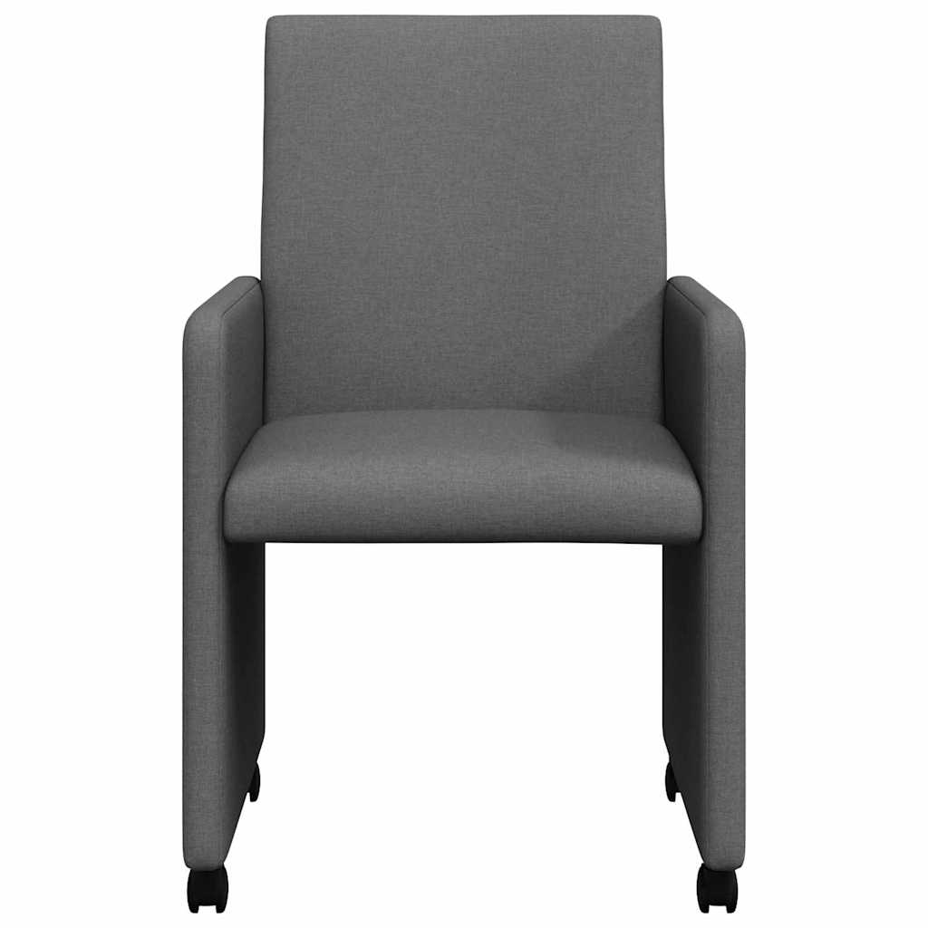 Spisestole med hjul 2 pcs Mørkegrå 57 x 66 x 94 cm Stof