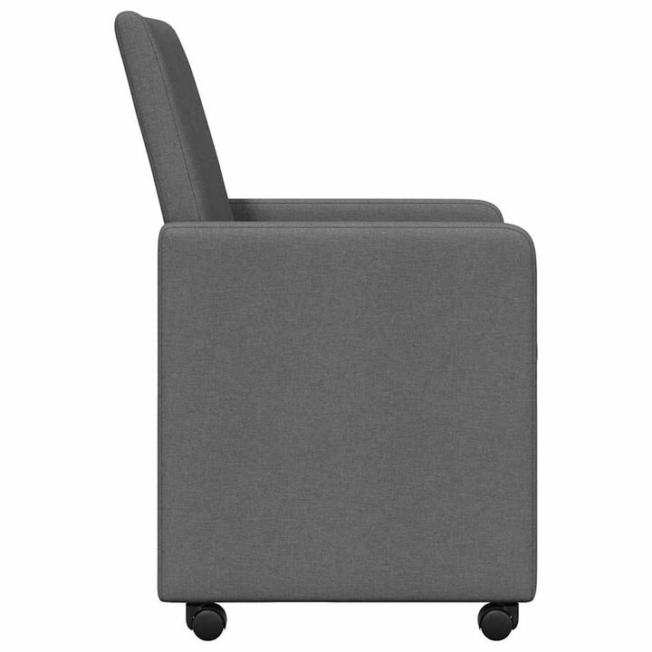 Spisestole med hjul 2 pcs Mørkegrå 57 x 66 x 94 cm Stof