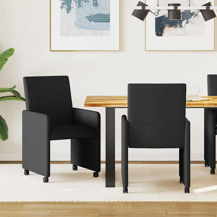 Spisestole med hjul 2 pcs Sort 57 x 66 x 94 cm Stof
