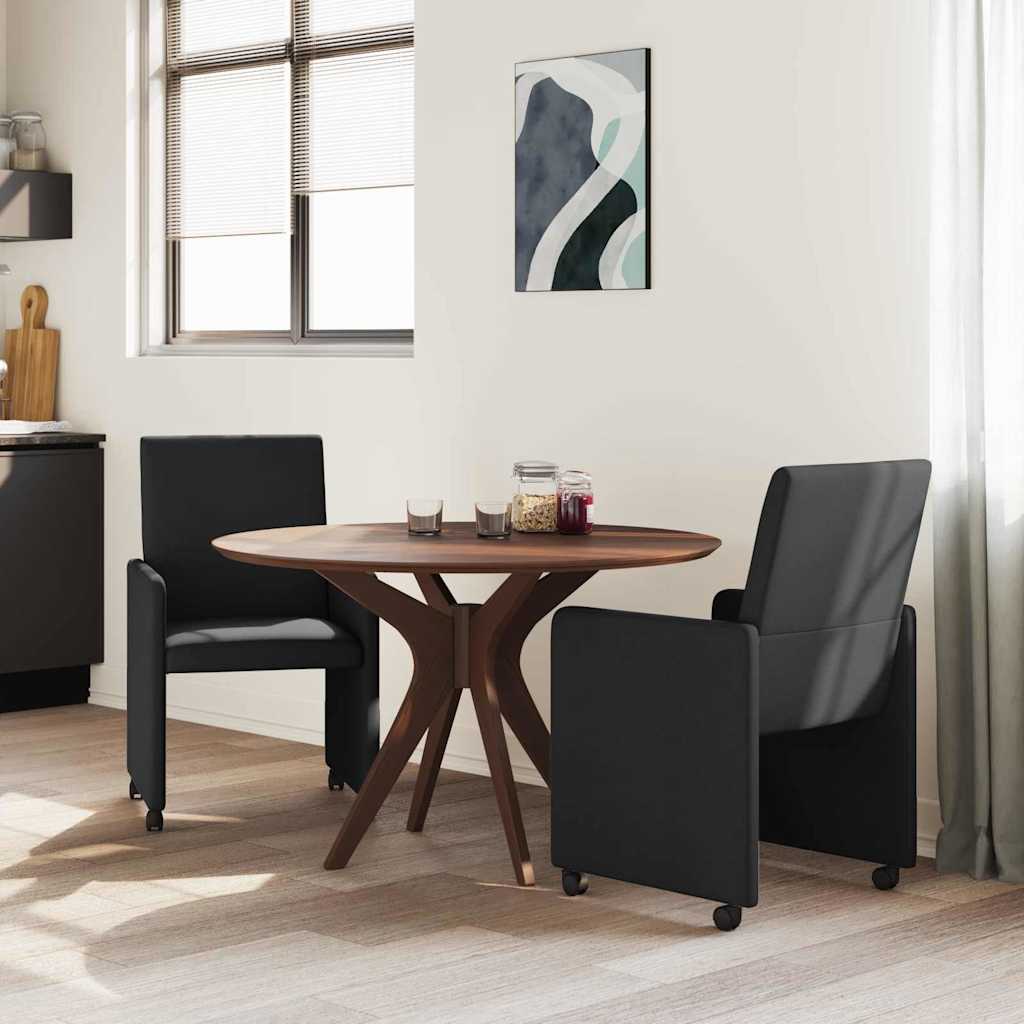 Spisestole med hjul 2 pcs Sort 57 x 66 x 94 cm Stof