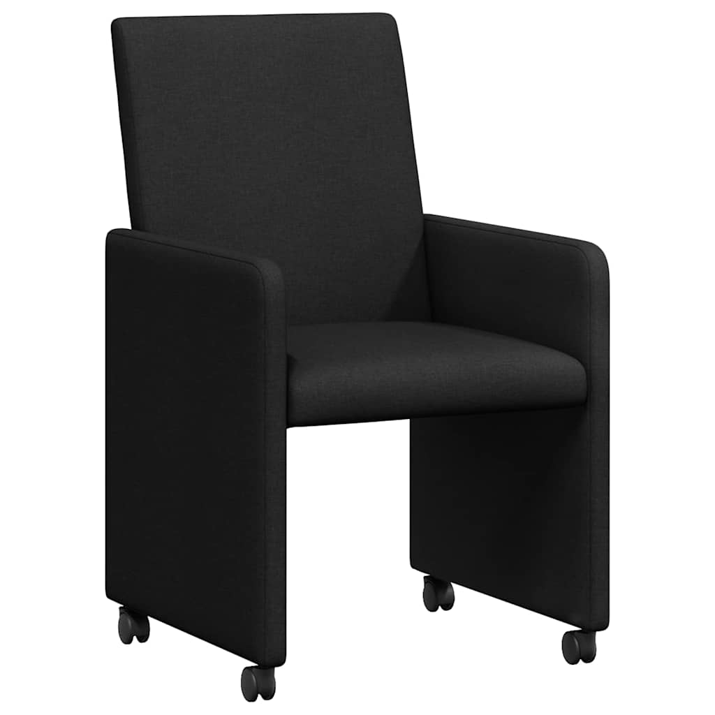 Spisestole med hjul 2 pcs Sort 57 x 66 x 94 cm Stof