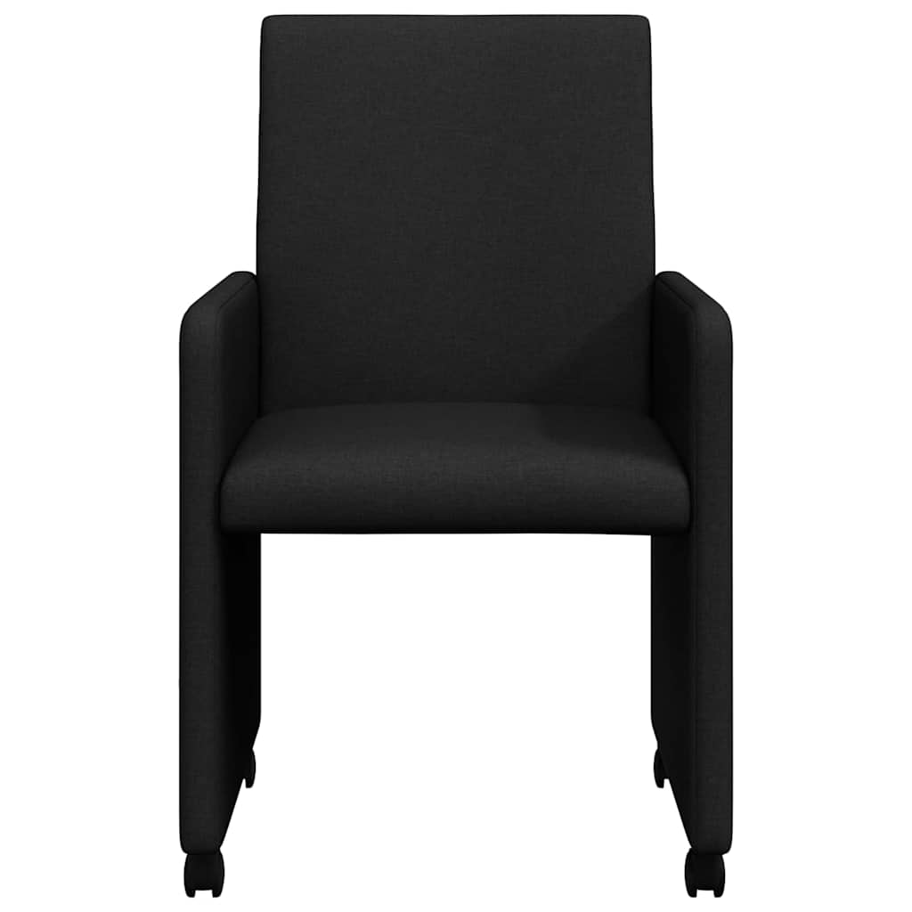 Spisestole med hjul 2 pcs Sort 57 x 66 x 94 cm Stof