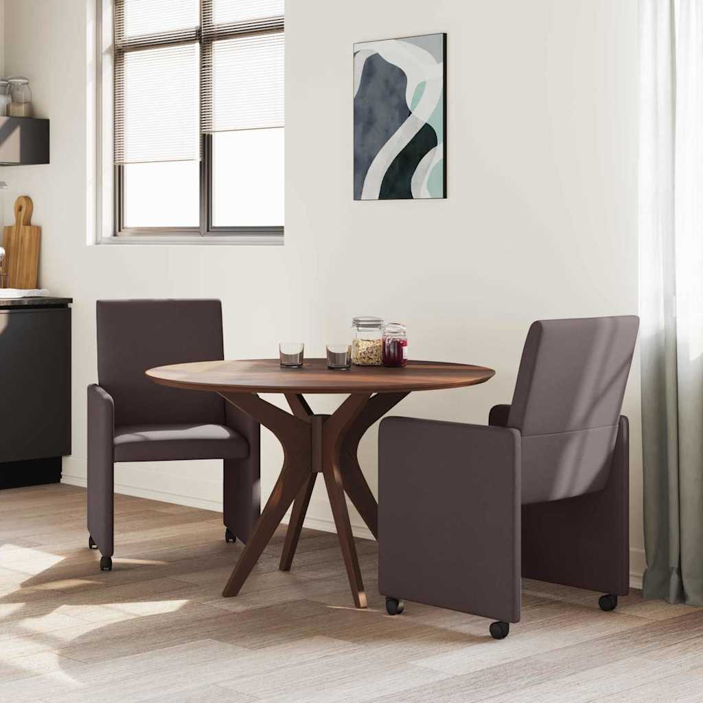 Spisestole med hjul 2 pcs Mørkebrun 57 x 66 x 94 cm Stof