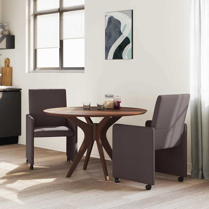 Spisestole med hjul 2 pcs Mørkebrun 57 x 66 x 94 cm Stof