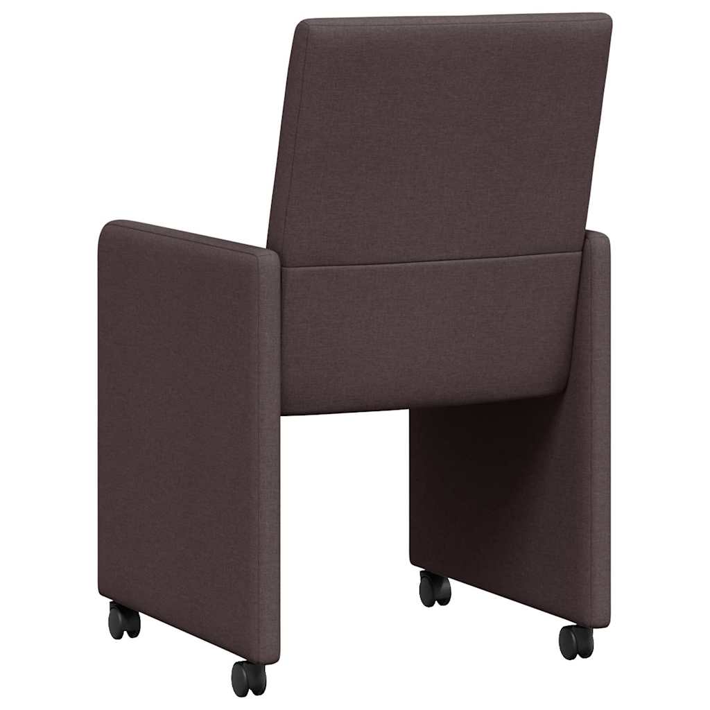 Spisestole med hjul 2 pcs Mørkebrun 57 x 66 x 94 cm Stof