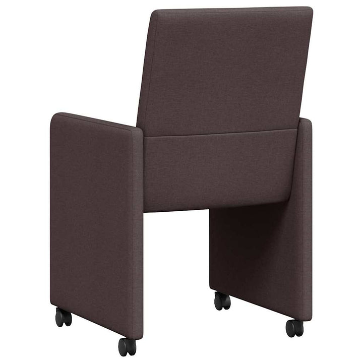 Spisestole med hjul 2 pcs Mørkebrun 57 x 66 x 94 cm Stof