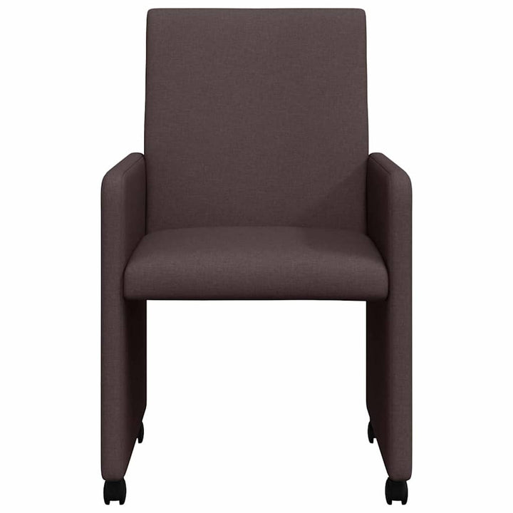 Spisestole med hjul 2 pcs Mørkebrun 57 x 66 x 94 cm Stof
