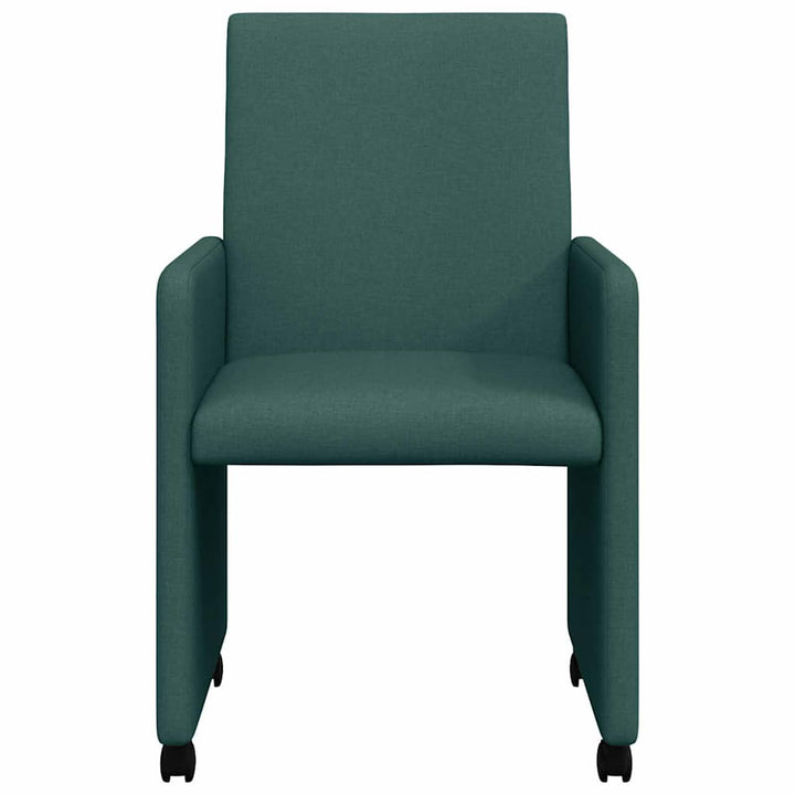 Spisestole med hjul 2 pcs Mørkegrøn 57 x 66 x 94 cm Stof