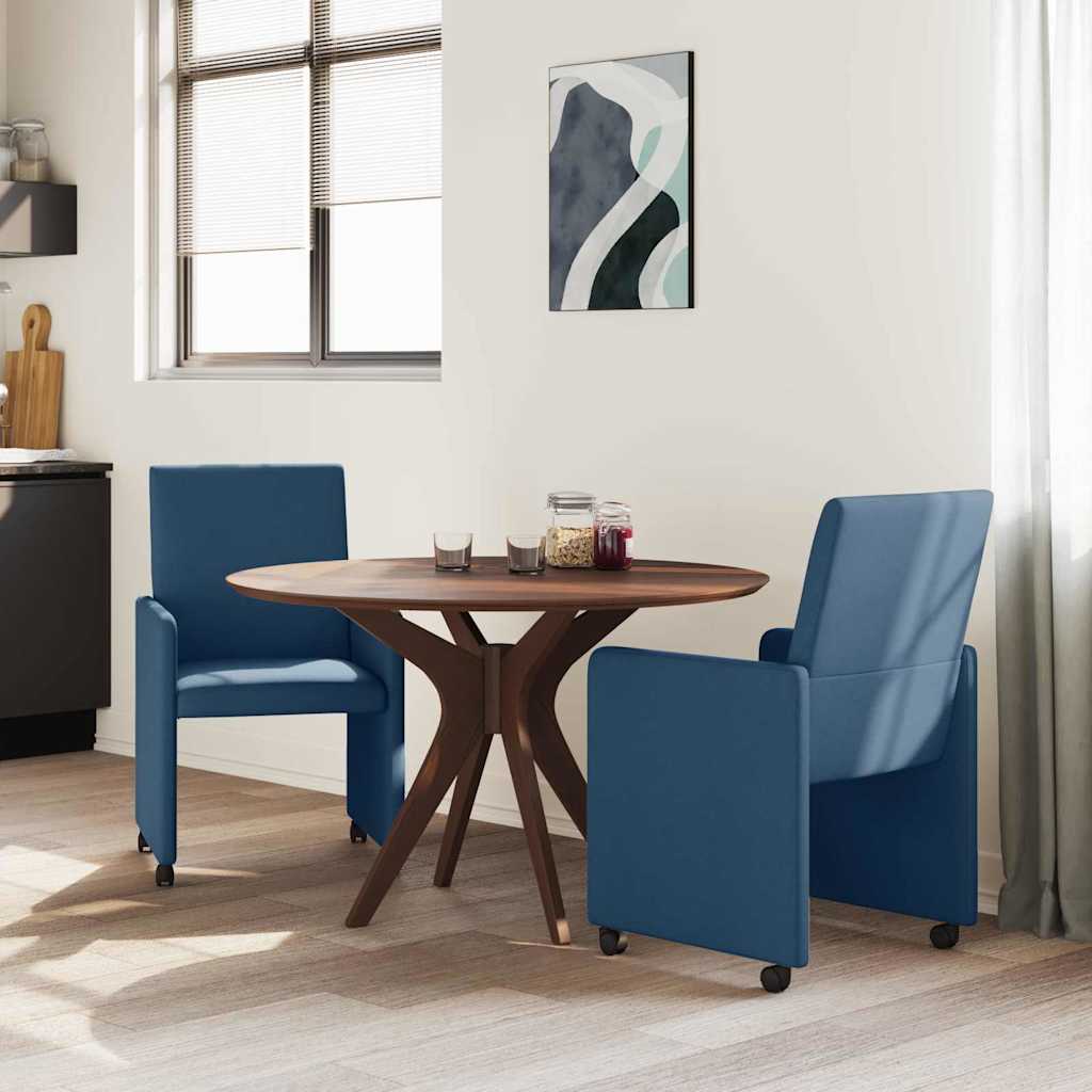 Spisestole med hjul 2 pcs Blå 57 x 66 x 94 cm Stof