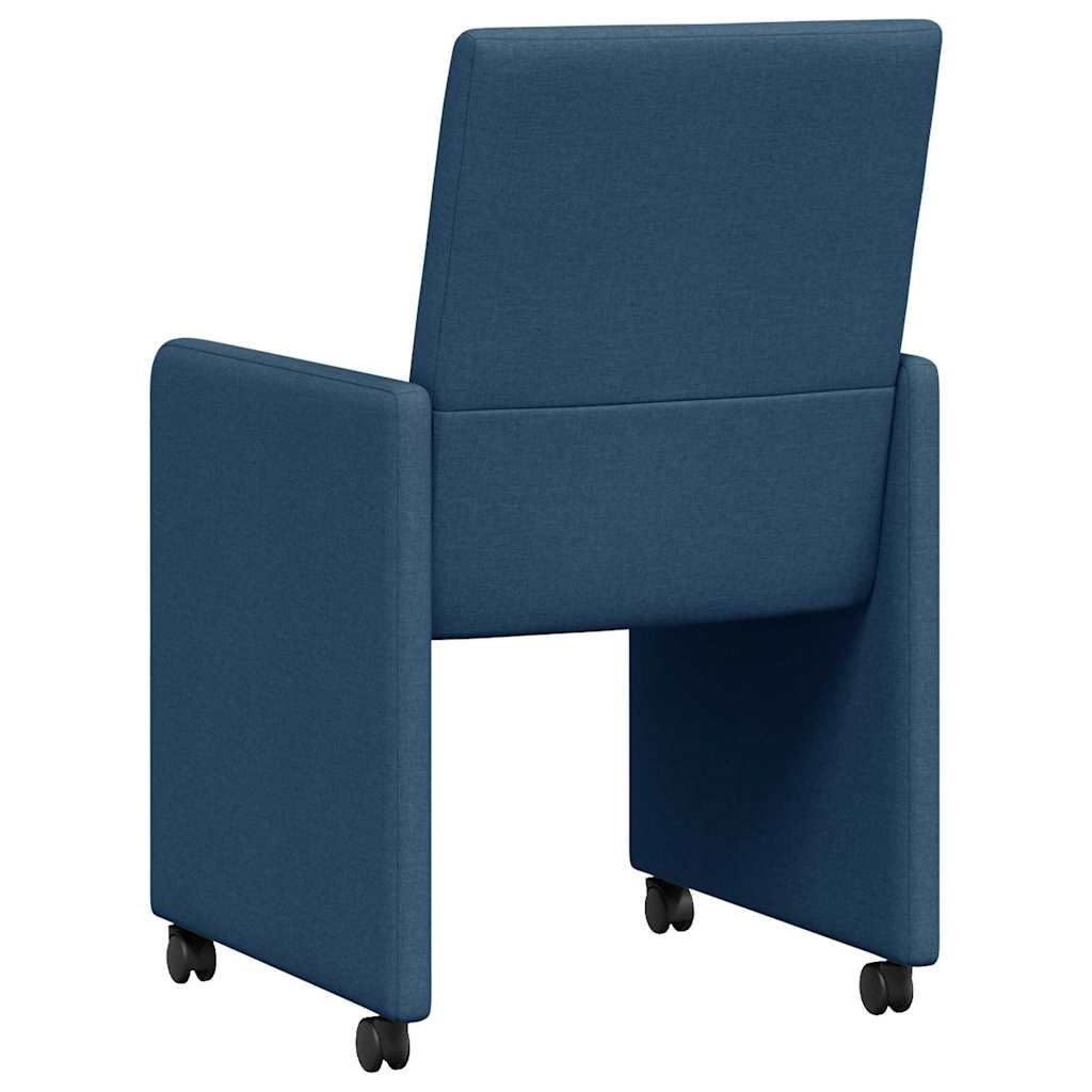 Spisestole med hjul 2 pcs Blå 57 x 66 x 94 cm Stof