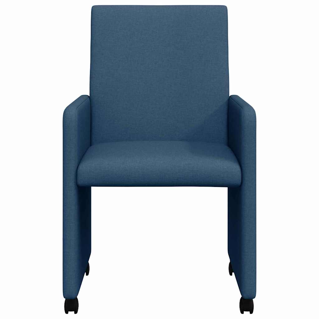 Spisestole med hjul 2 pcs Blå 57 x 66 x 94 cm Stof