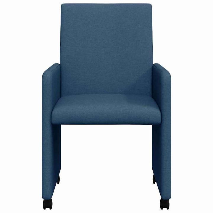 Spisestole med hjul 2 pcs Blå 57 x 66 x 94 cm Stof