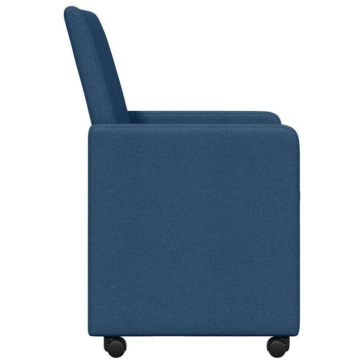 Spisestole med hjul 2 pcs Blå 57 x 66 x 94 cm Stof