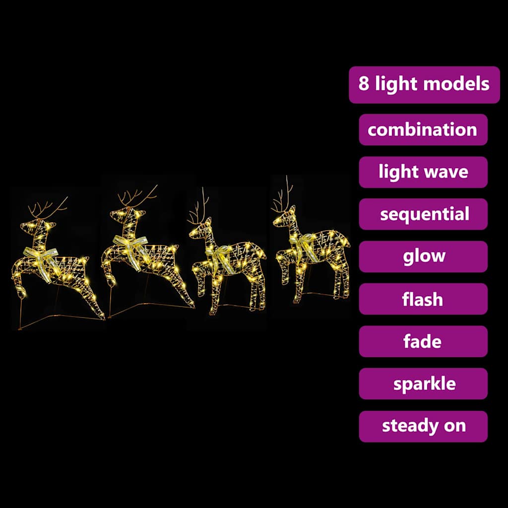 LED Rendyr med 80 LED'er 4 pcs Guld PET
