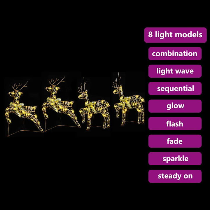 LED Rendyr med 80 LED'er 4 pcs Guld PET
