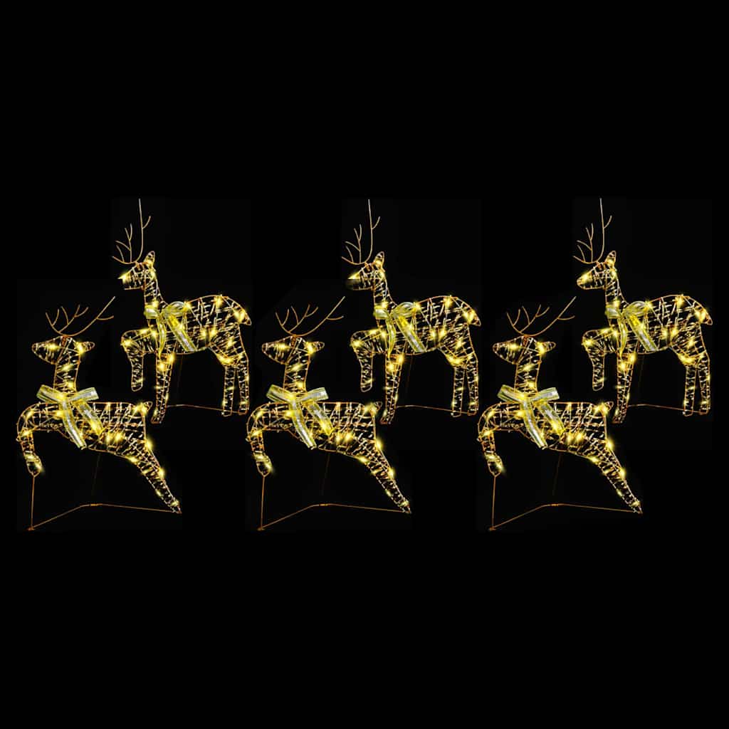 LED Rendyr med 180 LED'er 6 pcs Guld PET