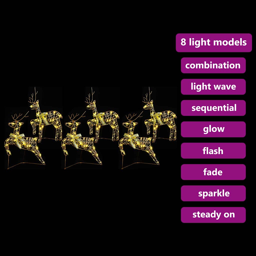 LED Rendyr med 180 LED'er 6 pcs Guld PET
