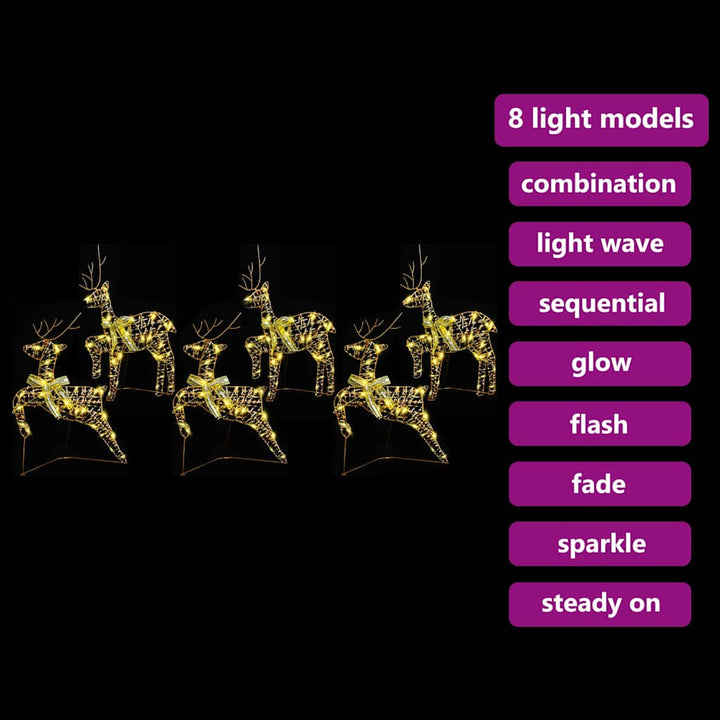 LED Rendyr med 180 LED'er 6 pcs Guld PET