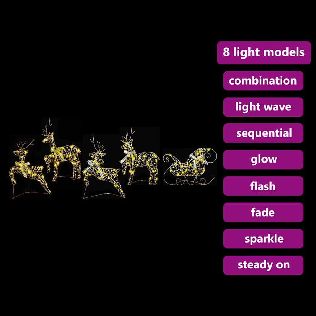 LED Rendyr med 40 LED'er 5 pcs Guld PET