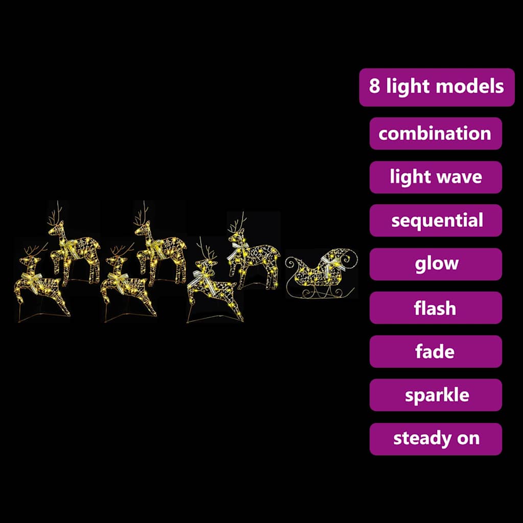 LED Rendyr med 40 LED'er 7 pcs Guld PET
