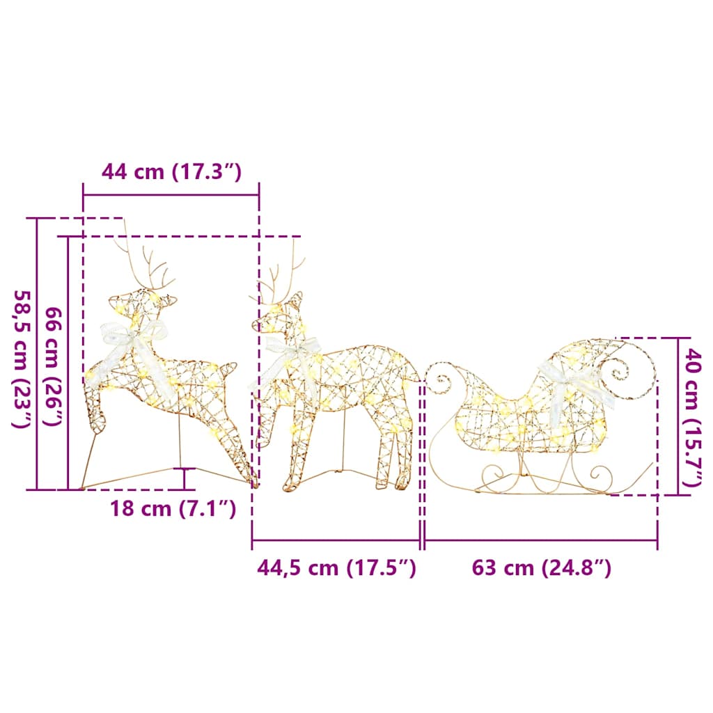 LED Rendyr med 40 LED'er 7 pcs Guld PET
