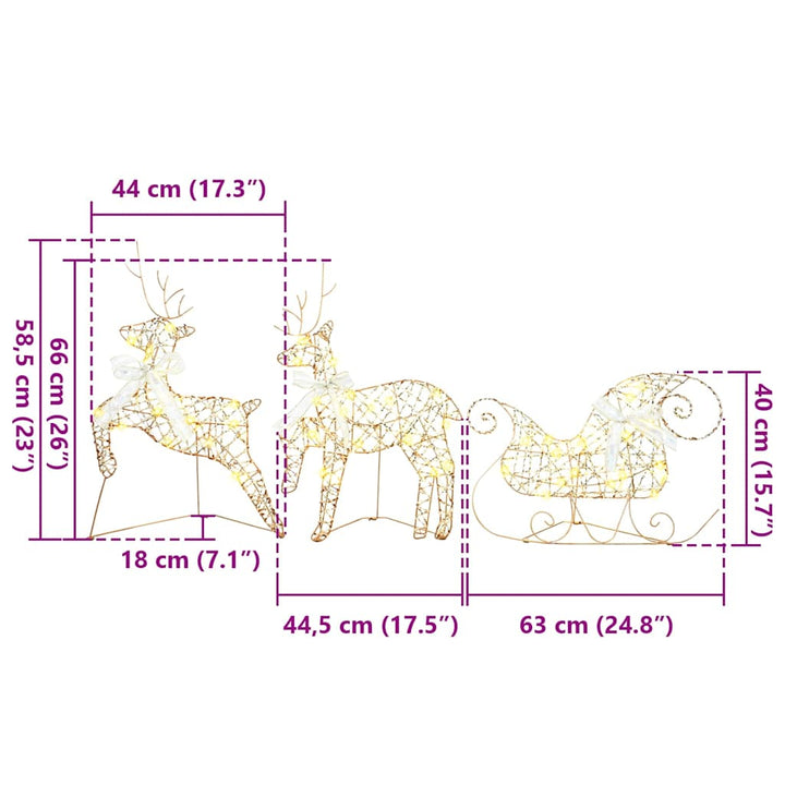 LED Rendyr med 40 LED'er 7 pcs Guld PET