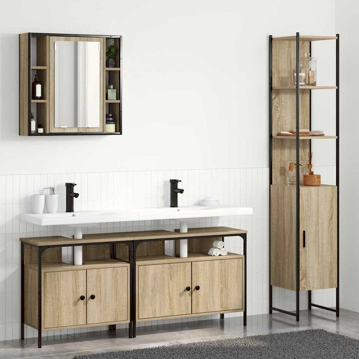 Badeværelsesmøbel sæt Andet 4 pcs Sonoma-eg 33 x 33 x 185.5 cm