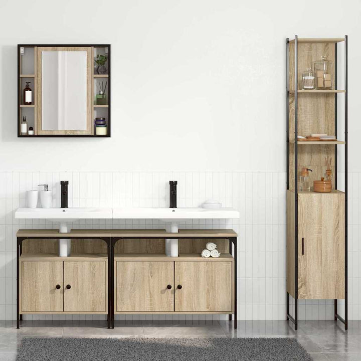 Badeværelsesmøbel sæt Andet 4 pcs Sonoma-eg 33 x 33 x 185.5 cm