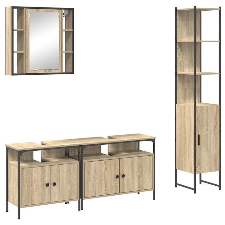 Badeværelsesmøbel sæt Andet 4 pcs Sonoma-eg 33 x 33 x 185.5 cm