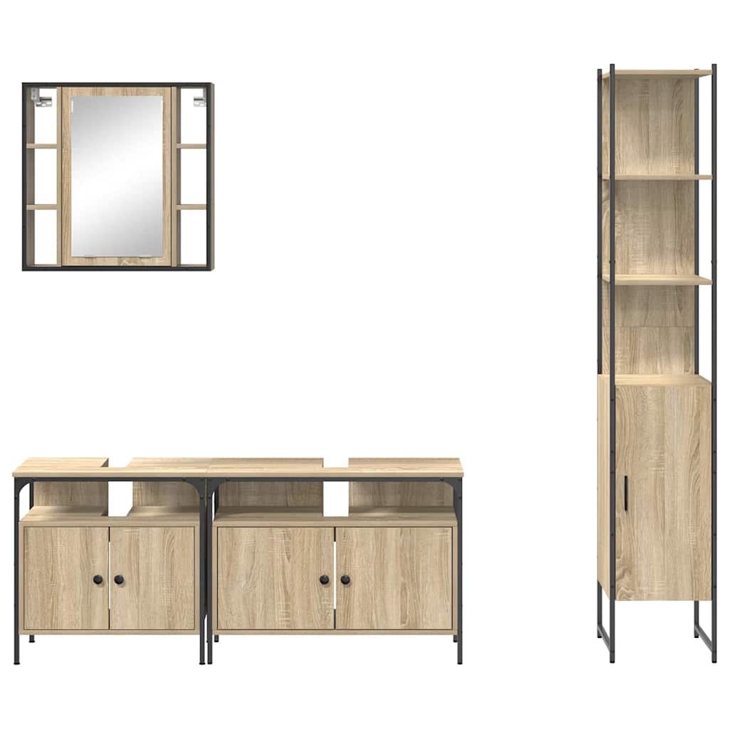 Badeværelsesmøbel sæt Andet 4 pcs Sonoma-eg 33 x 33 x 185.5 cm
