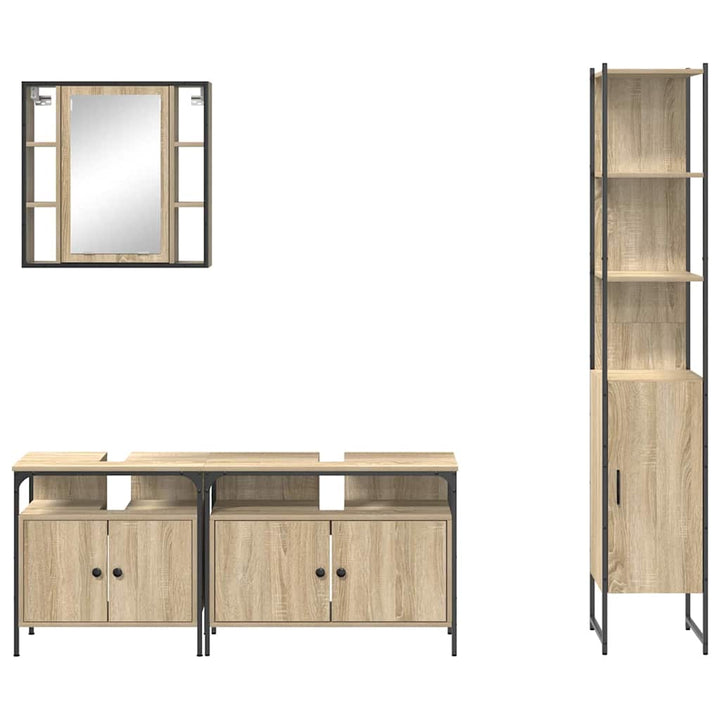 Badeværelsesmøbel sæt Andet 4 pcs Sonoma-eg 33 x 33 x 185.5 cm