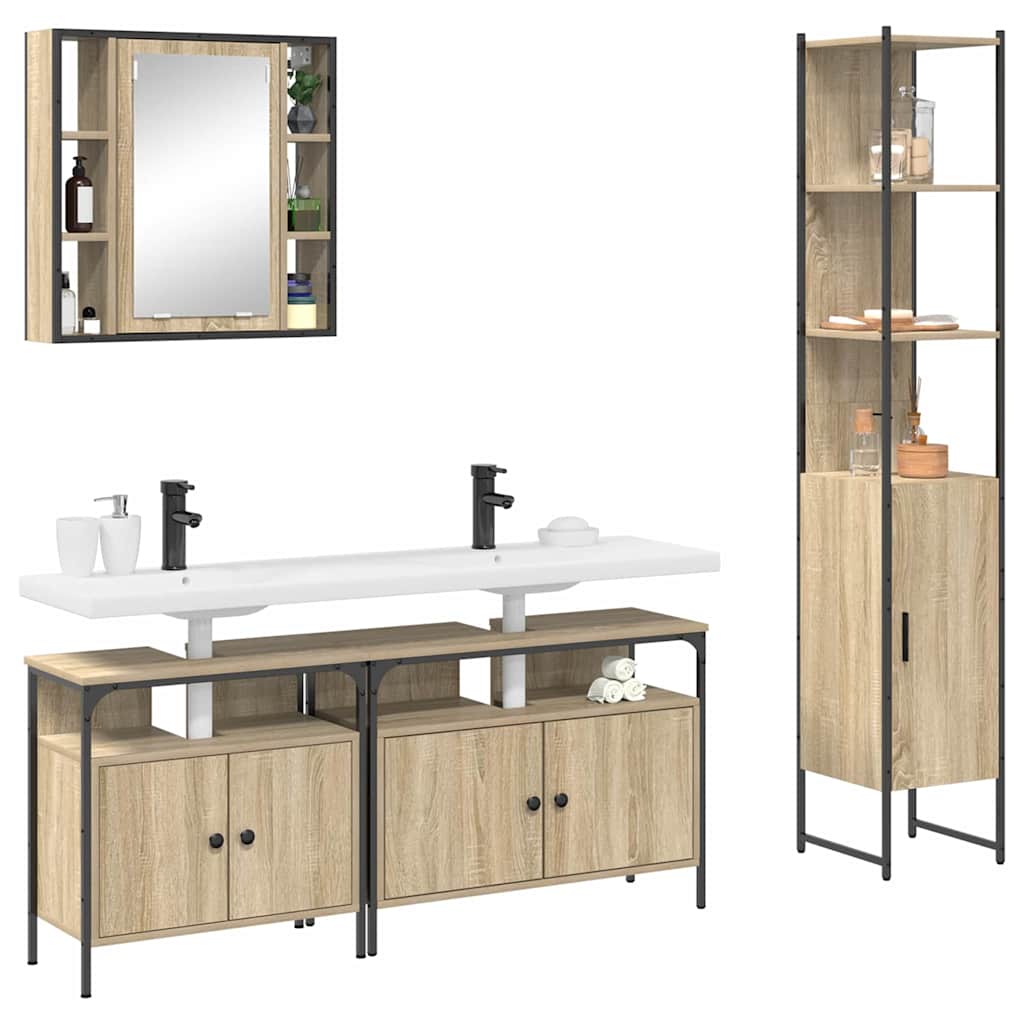 Badeværelsesmøbel sæt Andet 4 pcs Sonoma-eg 33 x 33 x 185.5 cm