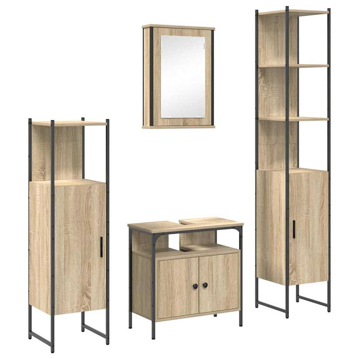 Badeværelsesmøbel sæt 4 pcs Sonoma-eg 33 x 33 x 185.5 cm