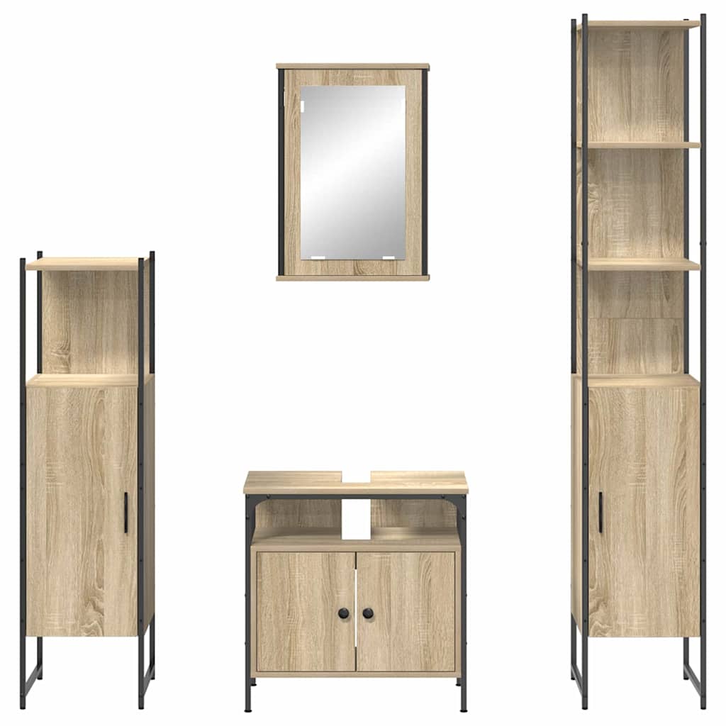 Badeværelsesmøbel sæt 4 pcs Sonoma-eg 33 x 33 x 185.5 cm