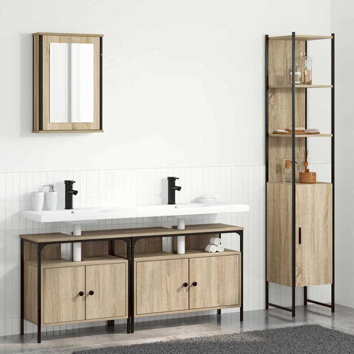 Badeværelsesmøbel sæt 4 pcs Sonoma-eg 33 x 33 x 185.5 cm