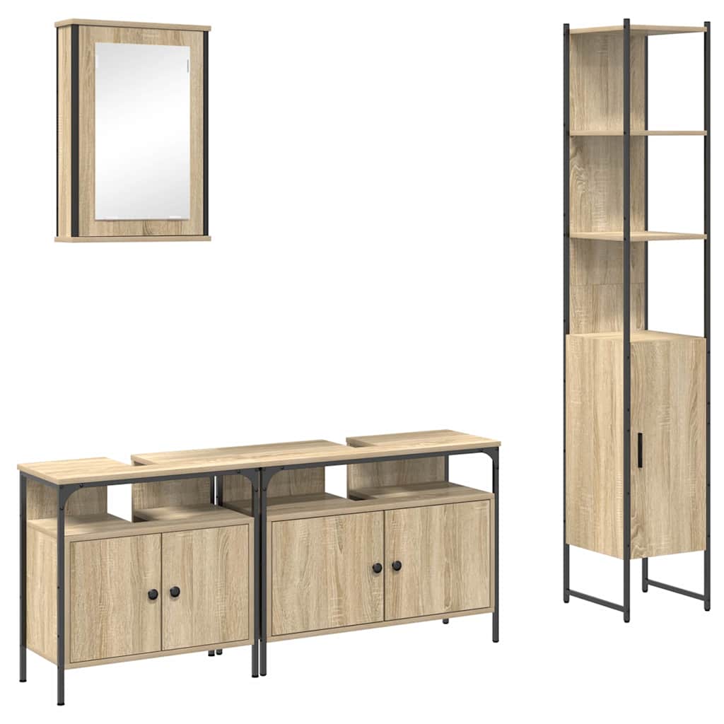Badeværelsesmøbel sæt 4 pcs Sonoma-eg 33 x 33 x 185.5 cm