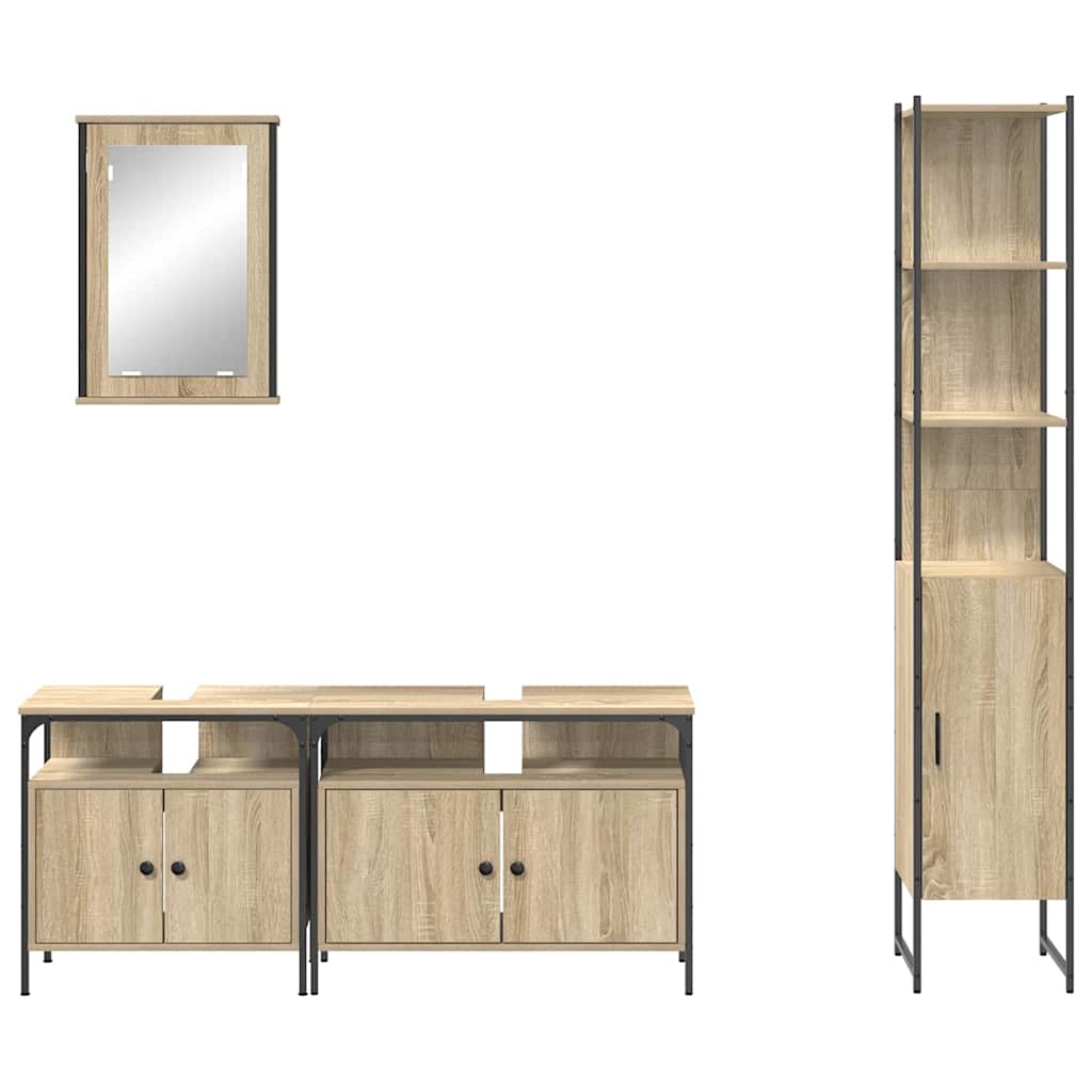 Badeværelsesmøbel sæt 4 pcs Sonoma-eg 33 x 33 x 185.5 cm