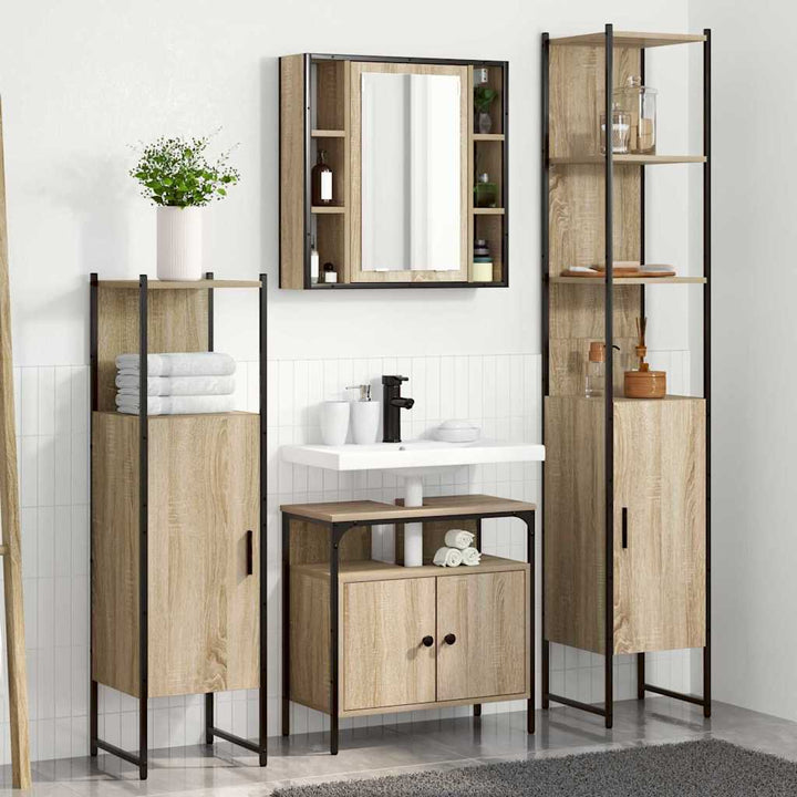 Badeværelsesmøbel sæt Andet 4 pcs Sonoma-eg 33 x 33 x 185.5 cm